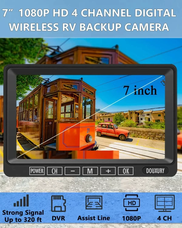 FHD 1080P 2 Digital RV Wireless Backup Camera System